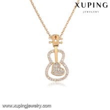 43975 xuping hot sale 3 gram gold necklace designs fashion violin type zircon stone gold plated jewelry necklace